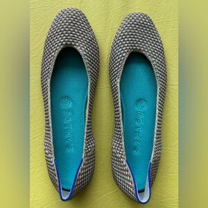 Rothy's Metalic Beige Pink Teal checkered Flats